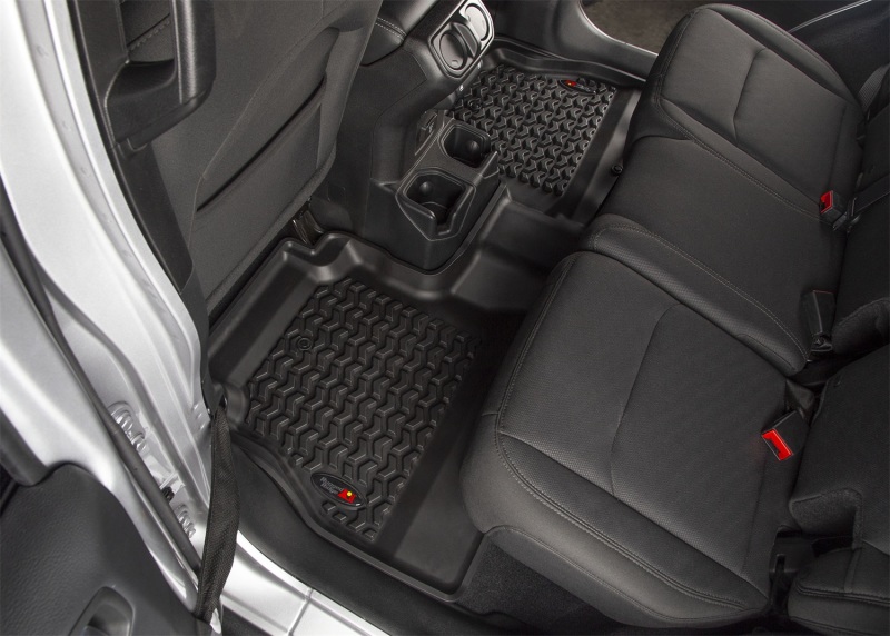 Jeep Wrangler Unlimited JLU Floor Liner Kit - Front/Rear/Cargo - Rugged Ridge - All Terrain - Black - `18-`20